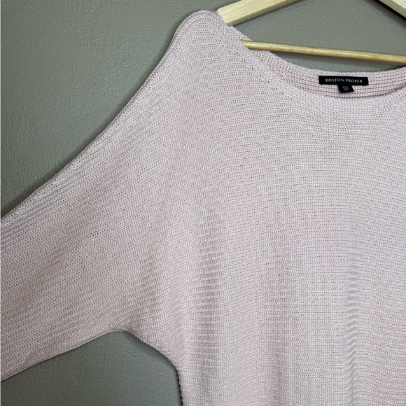 Boston Proper Women's Soft Pink Off the Shoulder Knit Sweater Size Large Preppy - Picture 8 of 16